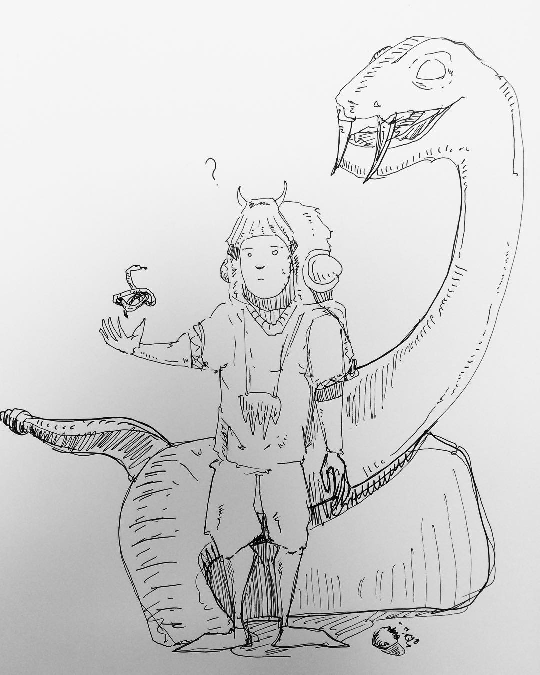 做生物老师的潘先生卡通人物恐龙纹身手稿