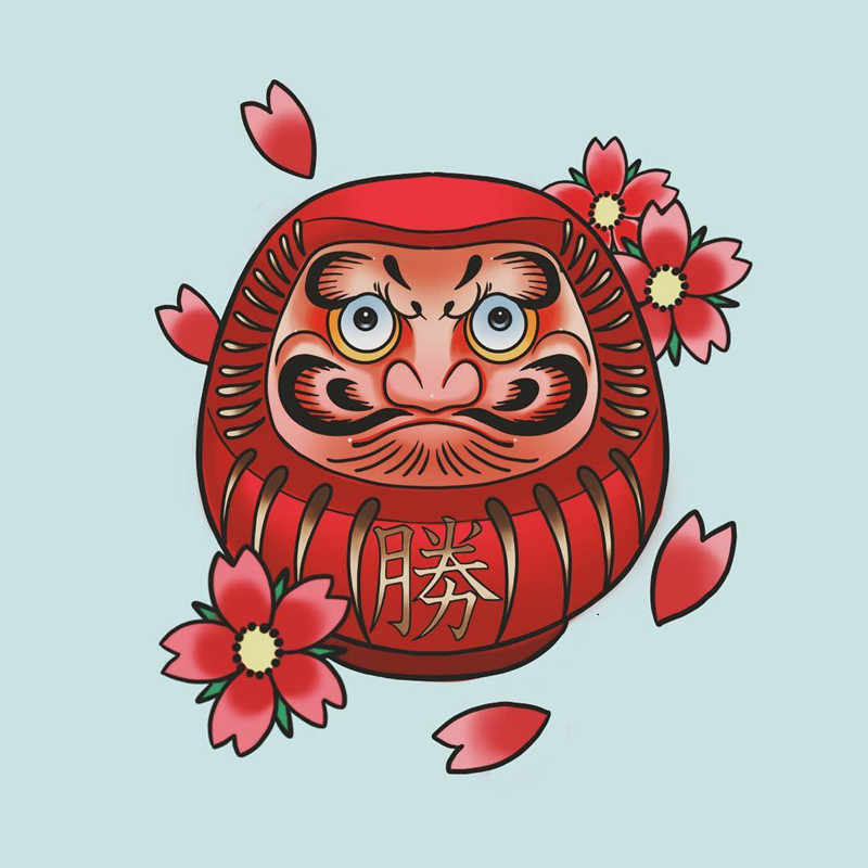 日式不倒翁纹身手稿